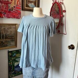 great times light baby blue knit shirt